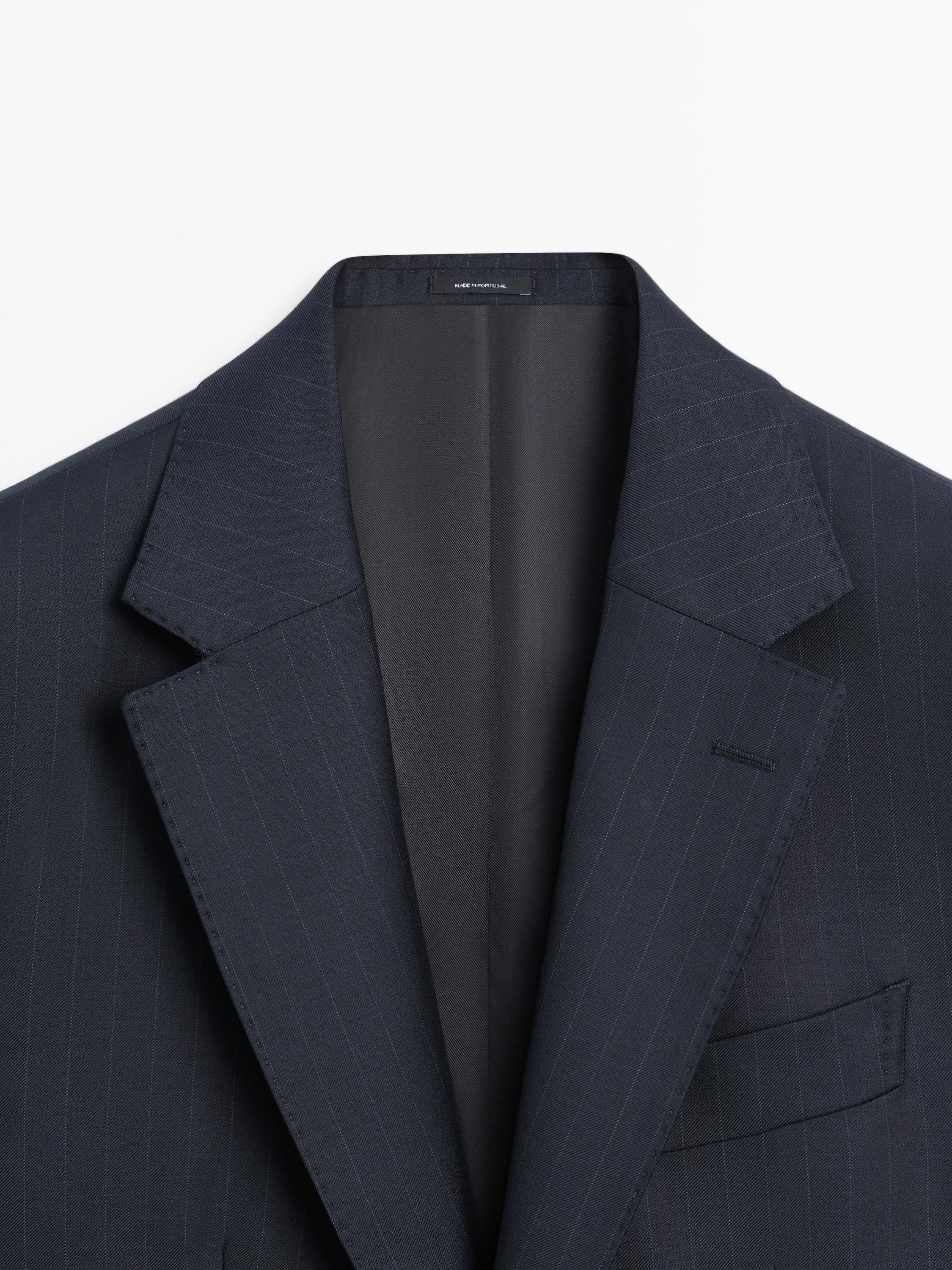 100% cool wool striped suit blazer
